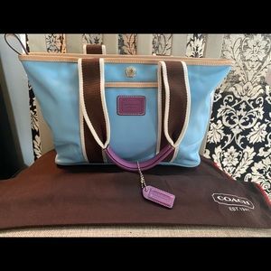 Light Blue Canvas Coach Tote & wallet BONUS!!